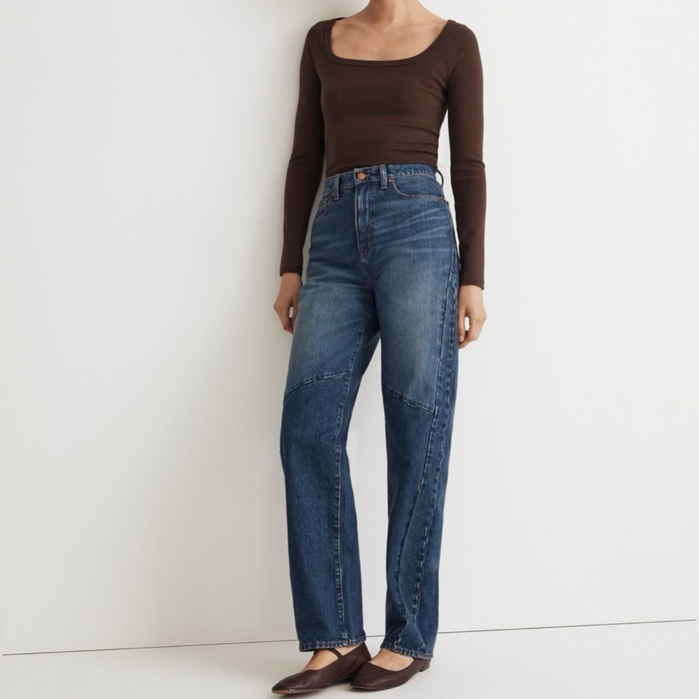 Madewell High Rise Baggy Tapered Jeans in Falwell Wash Two Tone Edition Size 26